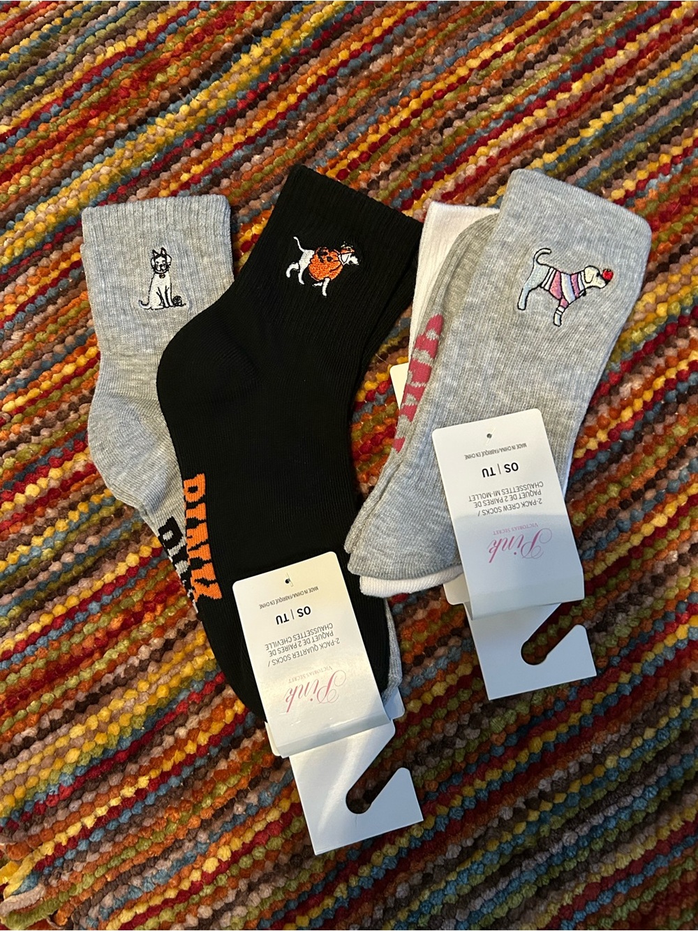 PINK Victoria's Secret campus Ankle & calf length Socks with Embroidery details